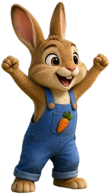 Tío Conejo cheering behind the coloring page